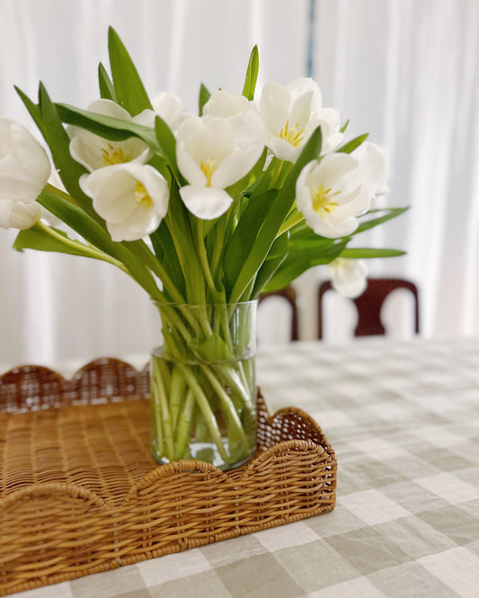 Scalloped Rectangular Rattan Tray